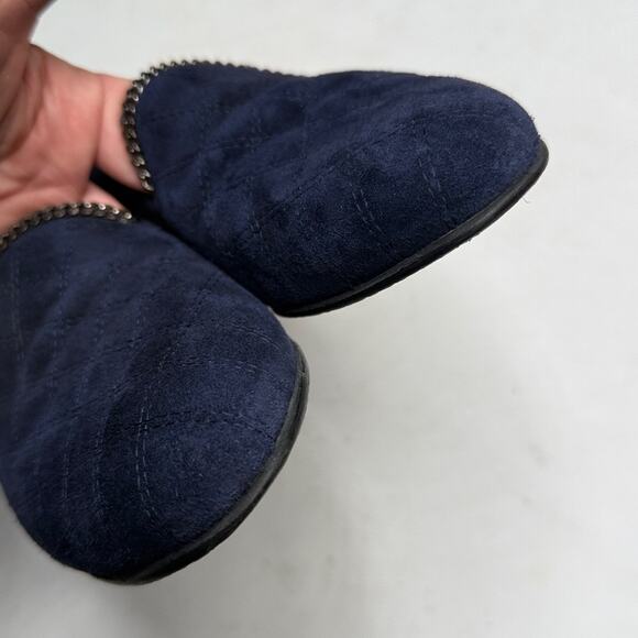 Stuart Weitzman Navy Hallmark Quilted Suede Loafers S-381 Sz 5.5 - Picture 6 of 10